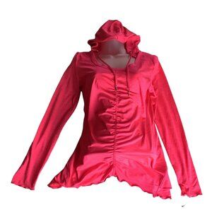 Calvin Klein Performance Quick Dry Womens Pink Hooded Long Sleeve Ruched Top M